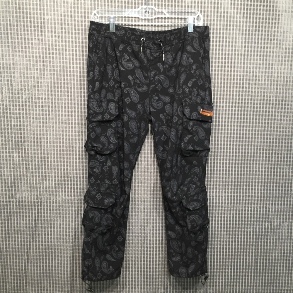 RGSTR Kids Cargo Pants 18 Black Excellent Paisley Print Multi-Pocket Streetwear